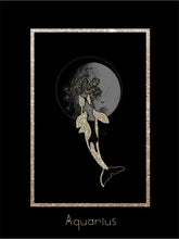 Load image into Gallery viewer, Foggy Bummers Aquarius Art Print Black and Gold