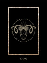 Load image into Gallery viewer, Foggy Bummers Aries Art Print Black and Gold
