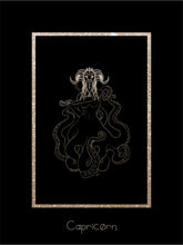 Load image into Gallery viewer, Foggy Bummers Capricorn Art Print Black and Gold