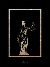 Load image into Gallery viewer, Foggy Bummers Libra Art Print Black and Gold