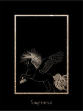 Load image into Gallery viewer, Foggy Bummers Sagittarius Art Print Black and Gold