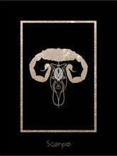 Load image into Gallery viewer, Foggy Bummers Scorpio Art Print Black and Gold