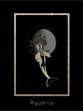 Load image into Gallery viewer, Foggy Bummers Aquarius Art Print Black and Gold
