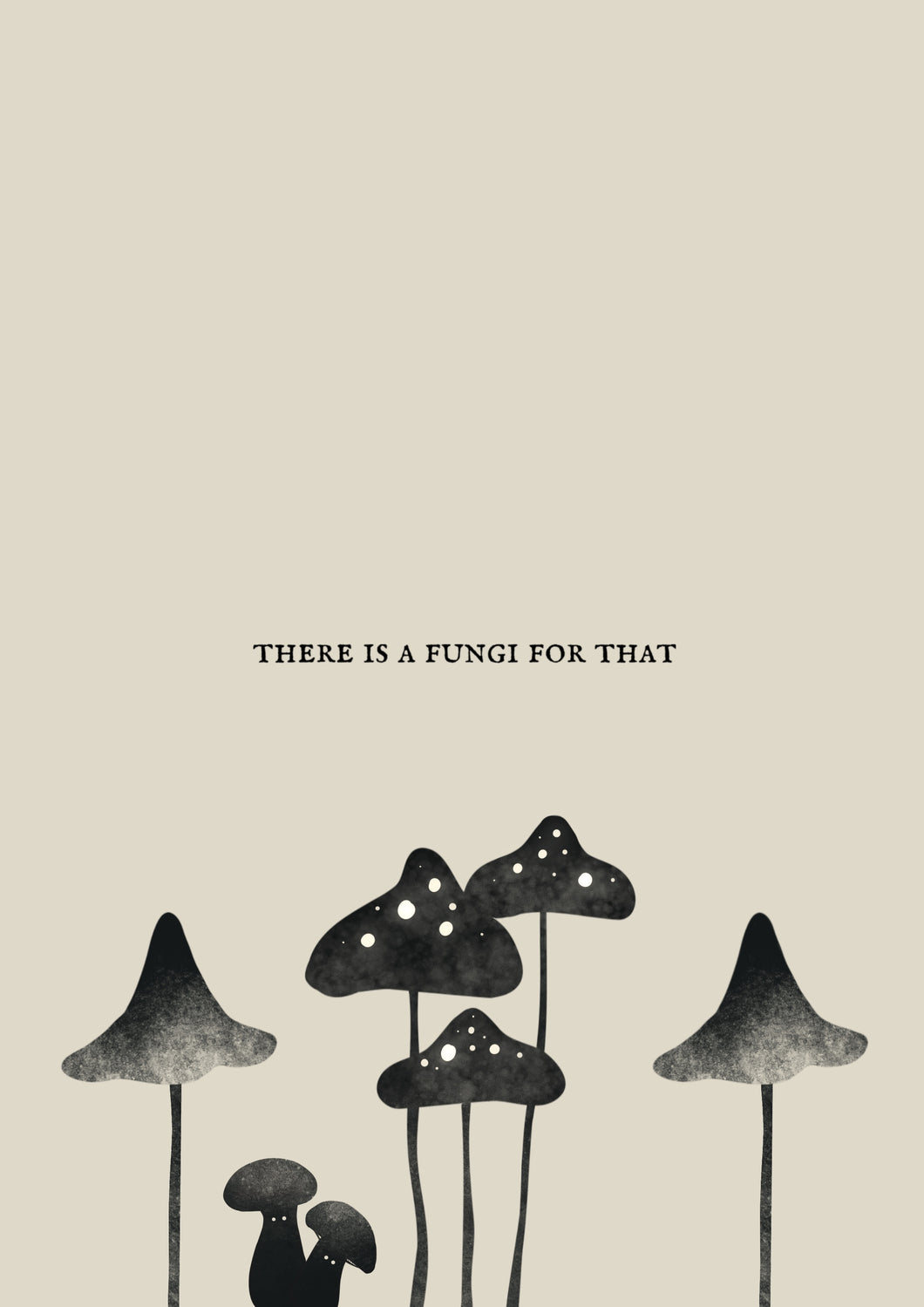 Foggy Bummers Black and White Fungi Mushroom Art Print 